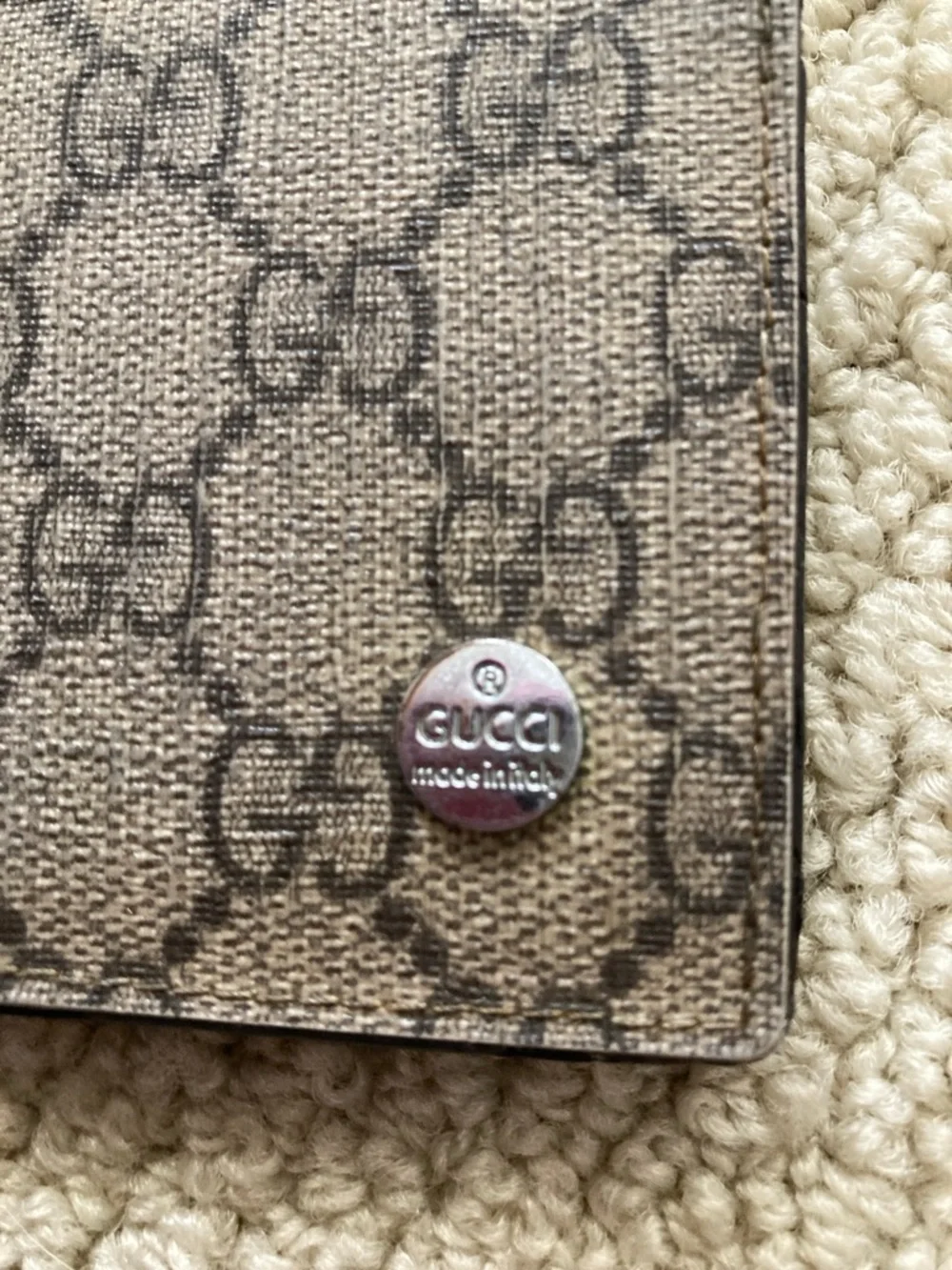 Vintage Gucci GG Monogram Bifold Wallet Money Clip Pre-2000 Brown Canvas Leather